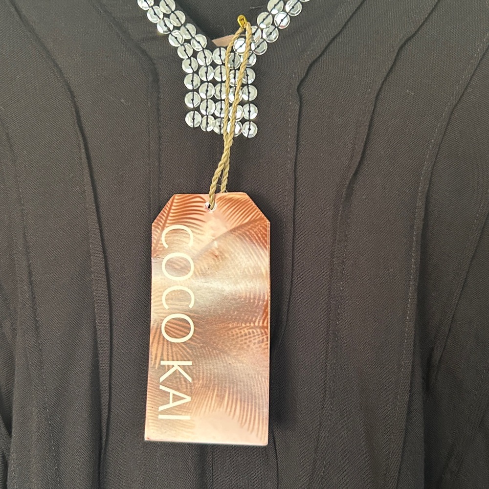 Swim Coverup V-Neck Embellishments Coverup Dress Black Coco Kai NEW - Picture 7 of 15